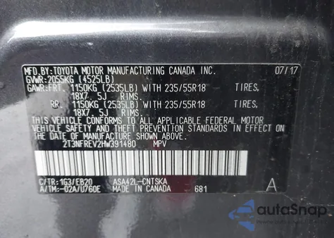 2017 Toyota Rav4 Se z USA, uszkodzony, nr VIN 2T3NFREV2HW391480